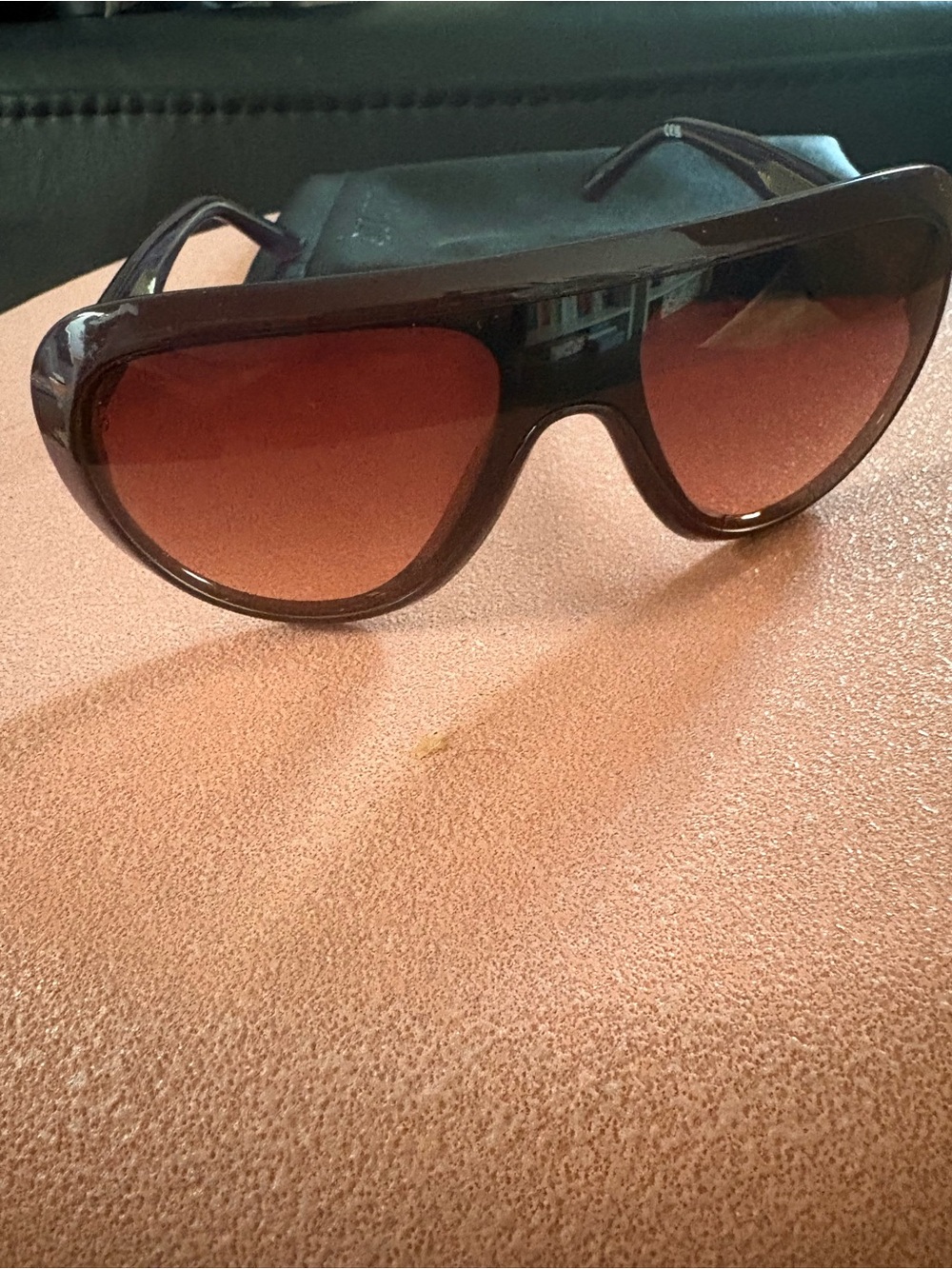 Quay Set List Aviator/Shield Sunglasses - Purple Frame, Dark Brown Camel Lens - Picture 7 of 11